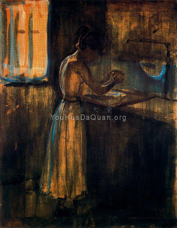 Girl Washing - 爱德华·蒙克